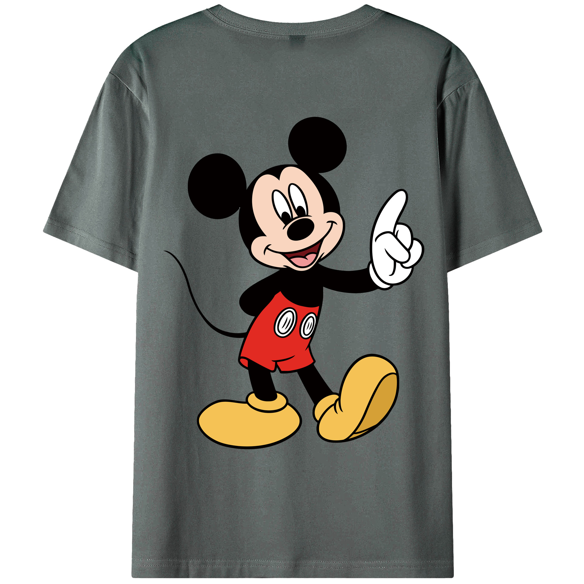ミッキーマウス Mickey Mouse 綿100％ メンズ半袖Tシャツ（バックプリント） 通気性